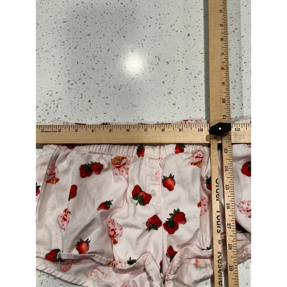 Strawberry Shortcake Pink Character Print Pajama Shorts Kids XS Elastic Waist